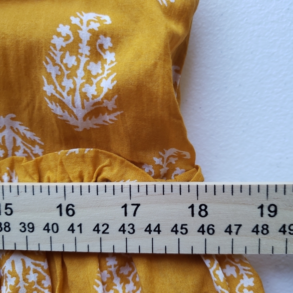 Lucky Brand Mustard Yellow Leaf Babydoll Dress Small Sleeveless Cotton Blend - Picture 10 of 12